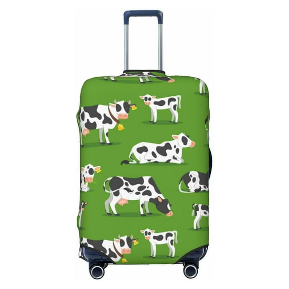 Balery Luggage Cover Cows With Calfs Green Print Suitcase Covers for Luggage Elastic Washable Suitcase Protector Fits 18-32 Inch Luggage-X-Large