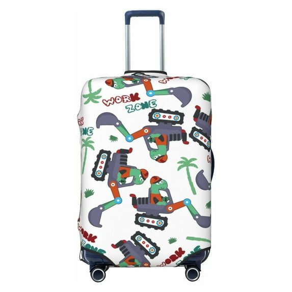 Balery Luggage Cover Dinosaur on Excavator2 Print Suitcase Covers for Luggage Elastic Washable Suitcase Protector Fits 18-32 Inch Luggage-X-Large