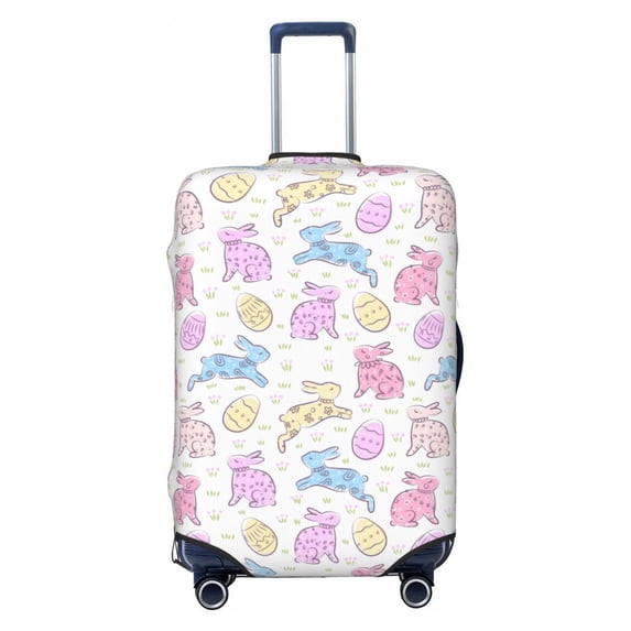 Balery Luggage Cover Easter Colorful Rabbit Print Suitcase Covers for Luggage Elastic Washable Suitcase Protector Fits 18-32 Inch Luggage-Small