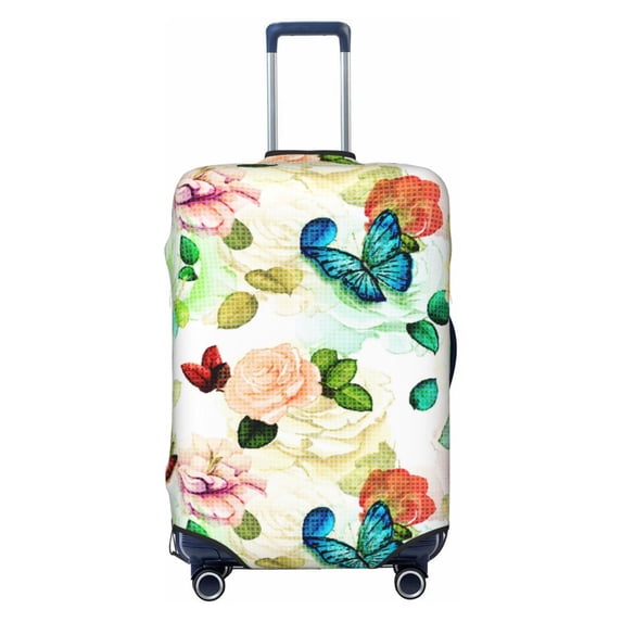 Balery Luggage Cover Floral Vintage Print Suitcase Covers for Luggage Elastic Washable Suitcase Protector Fits 18-32 Inch Luggage-X-Large