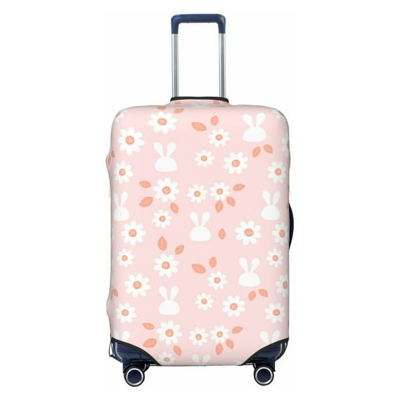 Balery Luggage Cover Flower Rabbit Print Suitcase Covers for Luggage Elastic Washable Suitcase Protector Fits 18-32 Inch Luggage-Small