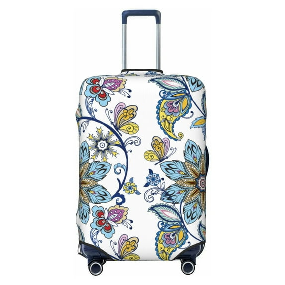 Balery Luggage Cover Flowers and Butterflies Print Suitcase Covers for Luggage Elastic Washable Suitcase Protector Fits 18-32 Inch Luggage-Medium