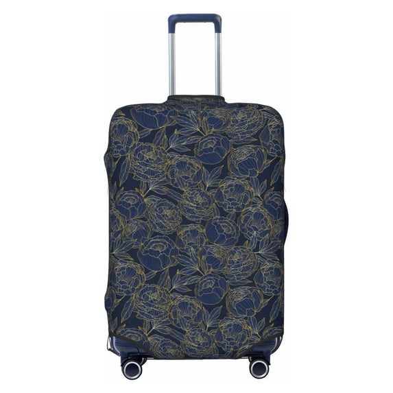Balery Luggage Cover Golden Peonies Print Suitcase Covers for Luggage Elastic Washable Suitcase Protector Fits 18-32 Inch Luggage-Medium
