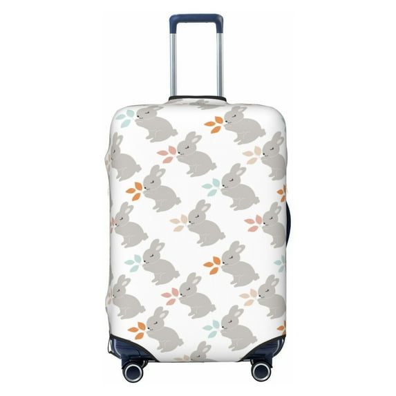 Balery Luggage Cover Gray Rabbit Print Suitcase Covers for Luggage Elastic Washable Suitcase Protector Fits 18-32 Inch Luggage-Medium