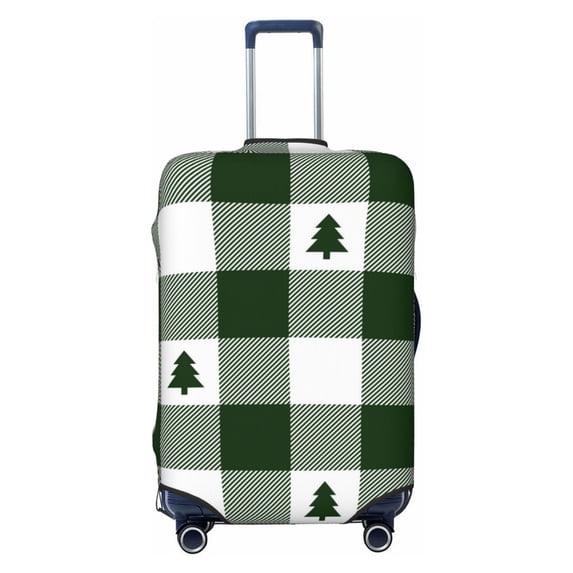 Balery Luggage Cover Green White Christmas Tree Lumberjack Plaid Print Suitcase Covers for Luggage Elastic Washable Suitcase Protector Fits 18-32 Inch Luggage-Large