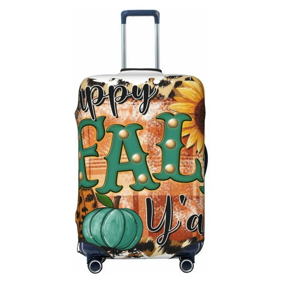Balery Luggage Cover Happy Fall Y'All Print Suitcase Covers for Luggage Elastic Washable Suitcase Protector Fits 18-32 Inch Luggage-Medium