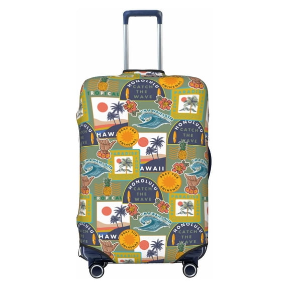 Balery Luggage Cover Hawaiian Style Print Suitcase Covers for Luggage Elastic Washable Suitcase Protector Fits 18-32 Inch Luggage-Large