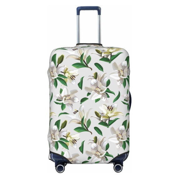 Balery Luggage Cover Lilies Flowers Print Suitcase Covers for Luggage Elastic Washable Suitcase Protector Fits 18-32 Inch Luggage-