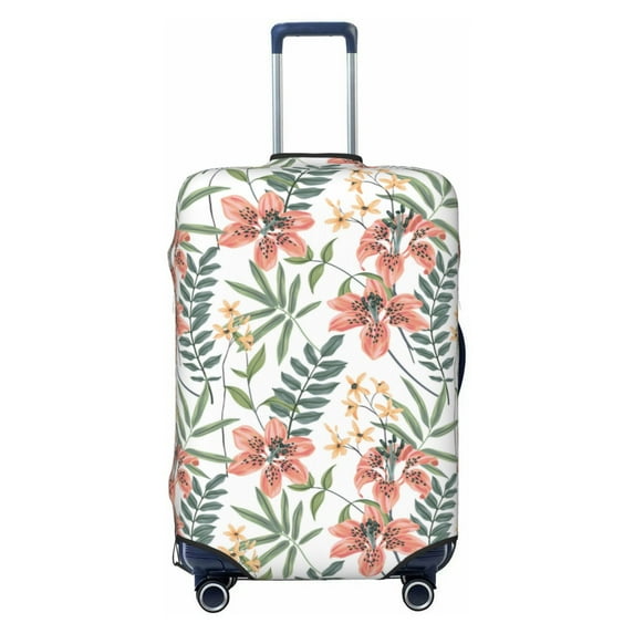 Balery Luggage Cover Lilies Flowers Print Suitcase Covers for Luggage Elastic Washable Suitcase Protector Fits 18-32 Inch Luggage-
