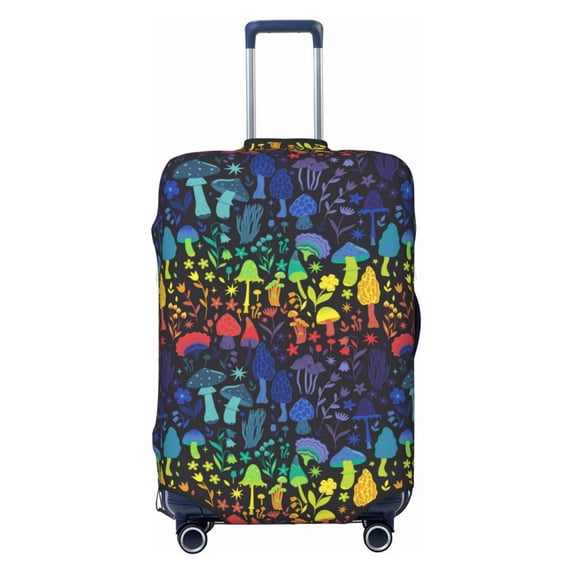 Balery Luggage Cover Magical Mushrooms and Flowers Print Suitcase Covers for Luggage Elastic Washable Suitcase Protector Fits 18-32 Inch Luggage-X-Large