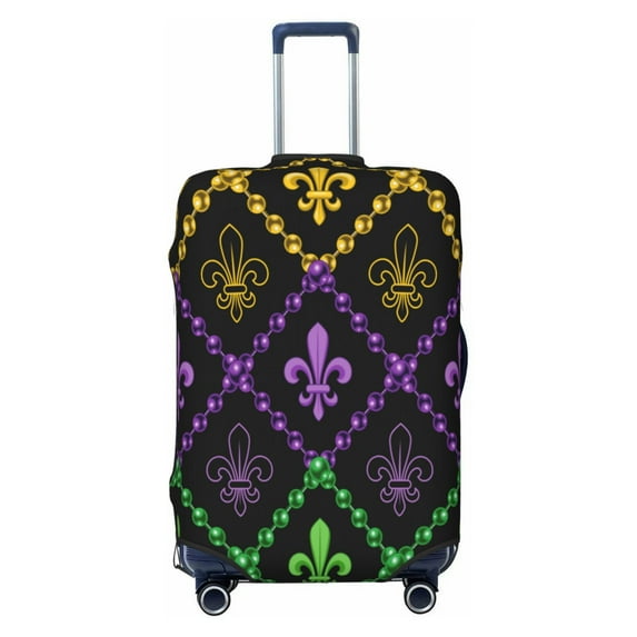 Balery Luggage Cover Mardi Gra Geometric Print Suitcase Covers for Luggage Elastic Washable Suitcase Protector Fits 18-32 Inch Luggage-Small