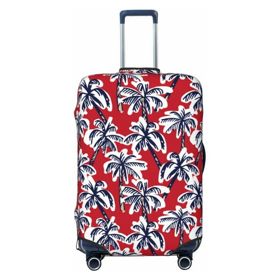 Balery Luggage Cover Palm Tree Pattern on Red Print Suitcase Covers for Luggage Elastic Washable Suitcase Protector Fits 18-32 Inch Luggage-Small