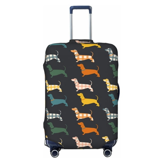Balery Luggage Cover Plaid Dachshund Print Suitcase Covers for Luggage Elastic Washable Suitcase Protector Fits 18-32 Inch Luggage-