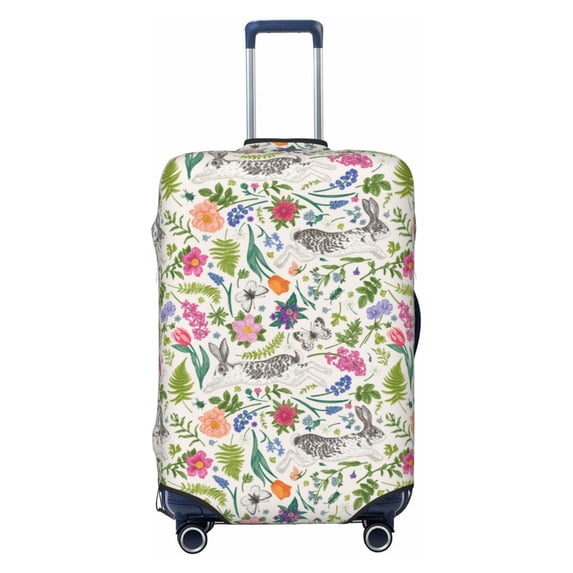 Balery Luggage Cover Rabbit And Butterfly Print Suitcase Covers for Luggage Elastic Washable Suitcase Protector Fits 18-32 Inch Luggage-Small