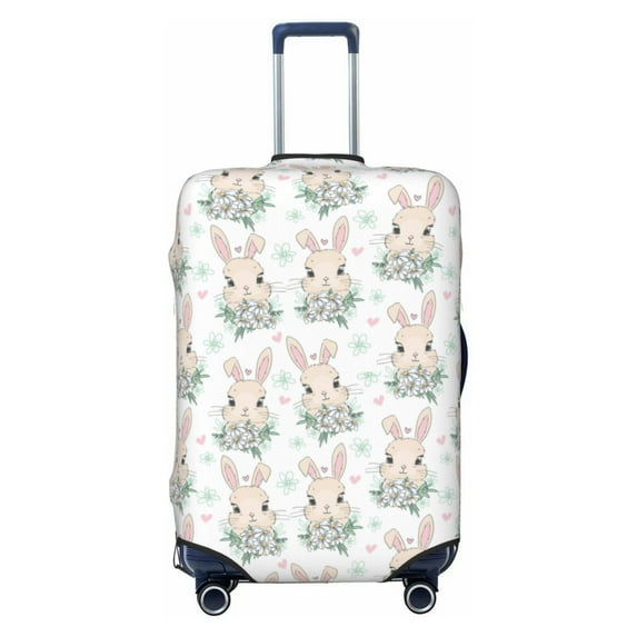 Balery Luggage Cover Rabbit And Flower Print Suitcase Covers for Luggage Elastic Washable Suitcase Protector Fits 18-32 Inch Luggage-Small