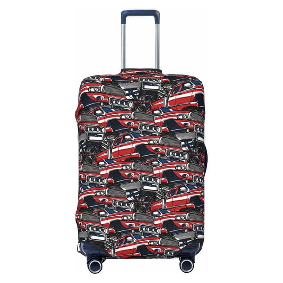 Balery Luggage Cover Red And Blue Cars Print Suitcase Covers for Luggage Elastic Washable Suitcase Protector Fits 18-32 Inch Luggage-Small