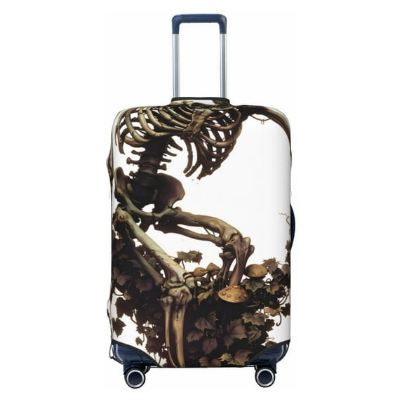Balery Luggage Cover Skeleton Dance with Mushrooms Print Suitcase Covers for Luggage Elastic Washable Suitcase Protector Fits 18-32 Inch Luggage-Small