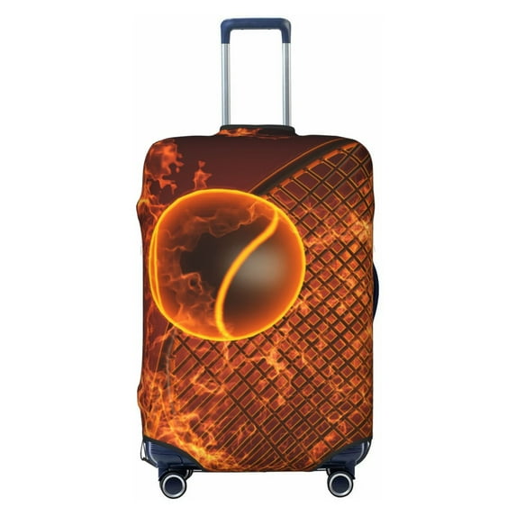 Balery Luggage Cover Tennis Racket In Fire Print Suitcase Covers for Luggage Elastic Washable Suitcase Protector Fits 18-32 Inch Luggage-