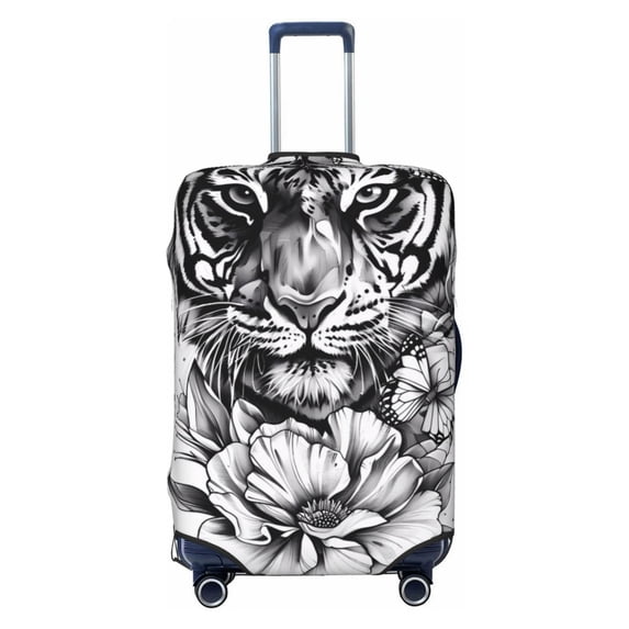 Balery Luggage Cover Tiger Butterfly Floral Art Print Suitcase Covers for Luggage Elastic Washable Suitcase Protector Fits 18-32 Inch Luggage-Large