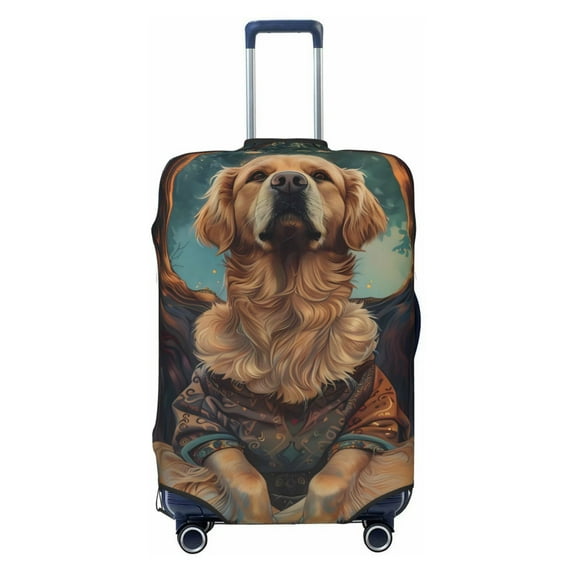 Balery Luggage Cover Tree Meditating Golden Retriever Print Suitcase Covers for Luggage Elastic Washable Suitcase Protector Fits 18-32 Inch Luggage-Small