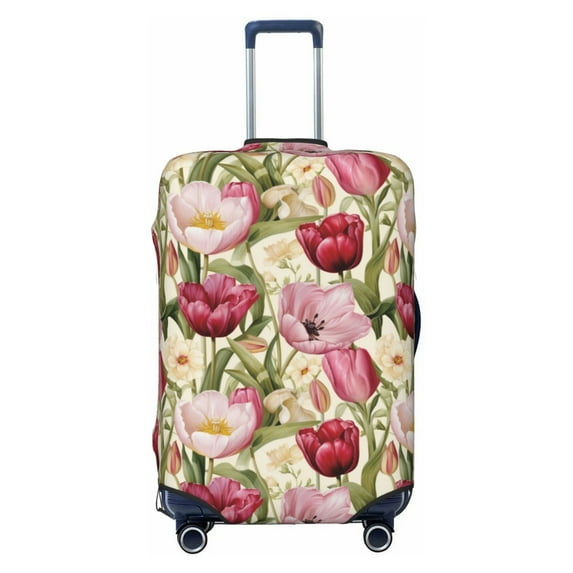 Balery Luggage Cover Tulips Flowers Print Suitcase Covers for Luggage Elastic Washable Suitcase Protector Fits 18-32 Inch Luggage-Small