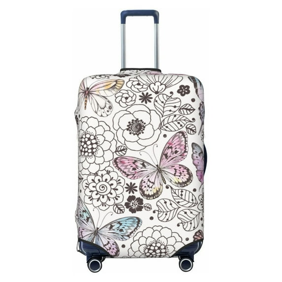 Balery Luggage Cover Vintage Butterflies Print Suitcase Covers for Luggage Elastic Washable Suitcase Protector Fits 18-32 Inch Luggage-X-Large