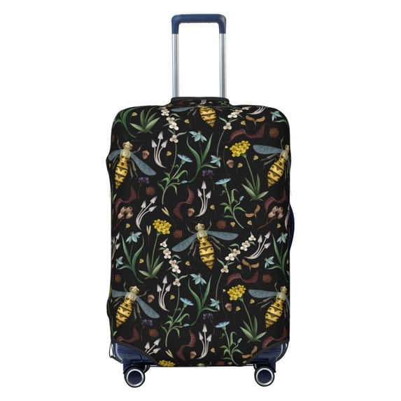 Balery Luggage Cover Wasp and Florals Print Suitcase Covers for Luggage Elastic Washable Suitcase Protector Fits 18-32 Inch Luggage-X-Large