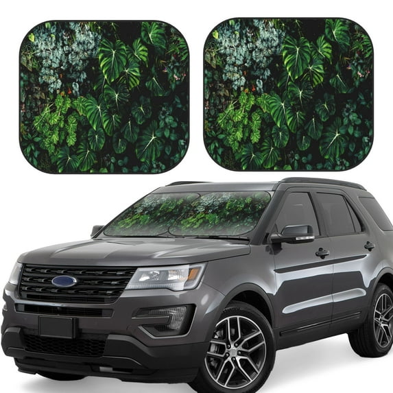 Balery Lush Foliage Green Plant Sun Shield 2 Pack For Car Front Windows Foldable Sun Visor Protector Blocks Max Uv Rays And Keeps Your Vehicle Cool For Most Sedans Suv Truck