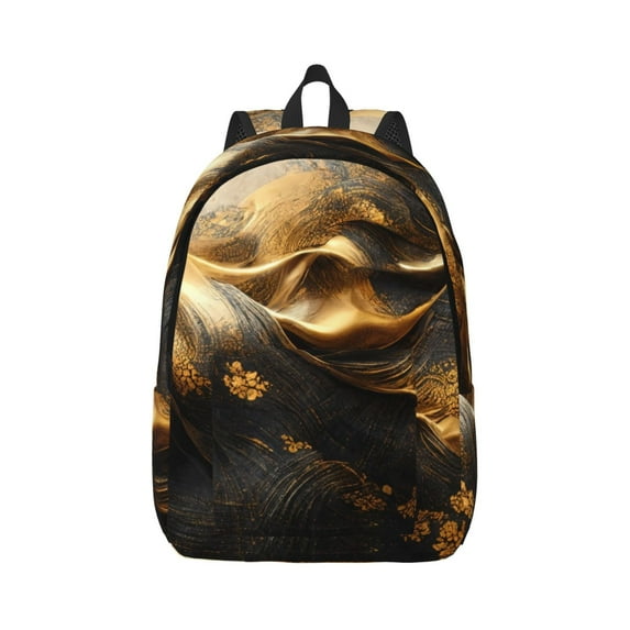 Balery Luxurious Gold Flow Vintage Canvas Backpack for Men and Women - Large Capacity, Durable Travel Laptop Bag for School, Work, Hiking, and Outdoor Activities-Medium