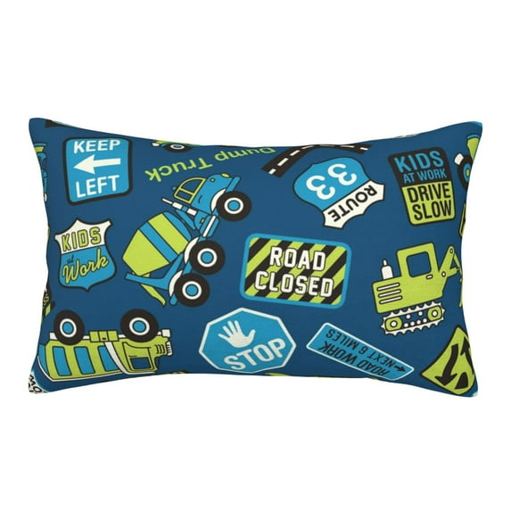 Balery Machinery Road Construction Pillow Covers,Bed Pilowcases,Reversible Plush Throw Pillow Covers End Pillow Encasement,Pillow Case - 14"X20"