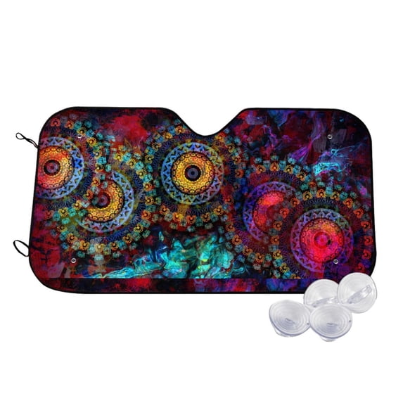 Balery Mandala Colorful Print Car Windshield Sun Shade,Windshield Sunshade for Car Pickup Truck SUV Accessories-