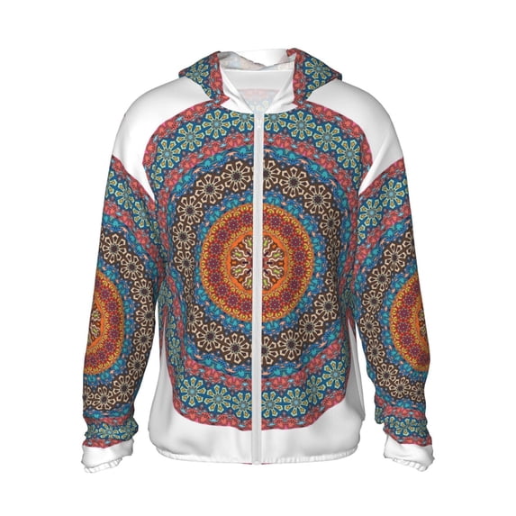 Balery Mandala Men's Women's UPF 50+ Sun Protection Lightweight Hoodie Performance Long Sleeve Shirt for Fishing Running-Medium