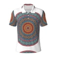 thumbnail image 1 of Balery Mandala Printed Men’s Short Sleeve Polo Shirt, Midweight Men's Shirt,Golf Polo shirts -Small, 1 of 8