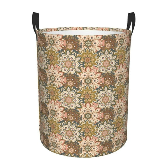 Balery Mandala Round Laundry Basket with Handles Waterproof Freestanding Laundry Hamper for Clothes Toys in the Dorm and Family-Small