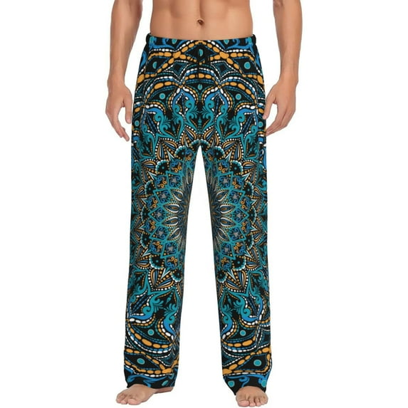 Balery Mandala print Men's Pajama Pants,Ultra Lightweight Pjs,Lounge Pant-Medium