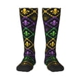 thumbnail image 1 of Balery Mardi Gra Geometric Fun Novelty Socks Men'S Women'S Crew Socks Funny Crazy Novelty Socks Quirky And Cool Socks, 1 of 9