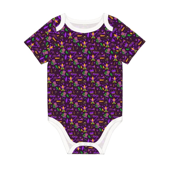 Balery Mardi Gra2 Pattern Baby Climbing Clothes Infant Bodysuit Cute Infant Bodysuit Baby Romper-6 Months