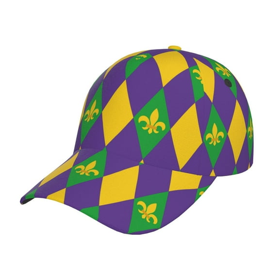Balery Mardi Gras Baseball Cap For Women Men,Adjustable Size For Running Workouts And Outdoor Activities All Seasons