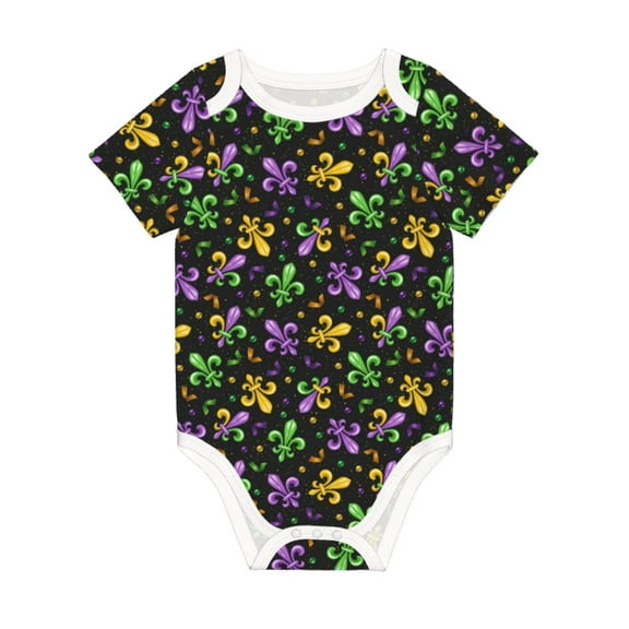 Balery Mardi Gras Carnival4 Pattern Baby Climbing Clothes Infant Bodysuit Cute Infant Bodysuit Baby Romper-9M