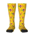 thumbnail image 1 of Balery Mardi Gras Crayfish and Fleur de lis Printed Novelty Socks Men's Women's Crew Socks Sports Socks Knee High Socks Cotton Socks Quirky and Cool Socks, 1 of 9