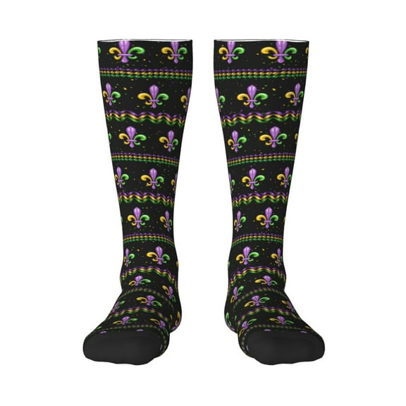 Balery Mardi Gras Fleur De Lis Fun Novelty Socks Men'S Women'S Crew Socks Funny Crazy Novelty Socks Quirky And Cool Socks
