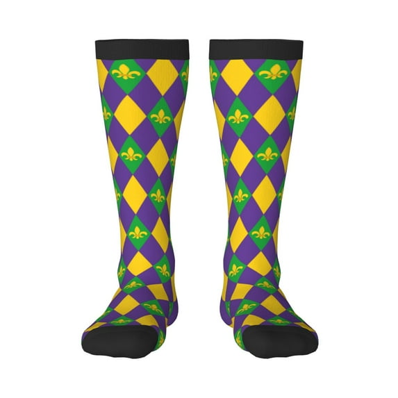 Balery Mardi Gras Fun Novelty Socks Men'S Women'S Crew Socks Funny Crazy Novelty Socks Quirky And Cool Socks