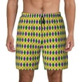 thumbnail image 1 of Balery Mardi Gras Purple Yellow Plaid Mens Swim Trunks Swim Shorts for Men Quick Dry Inseam Beach Shorts with Compression Liner Pocket-Small, 1 of 9