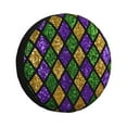 thumbnail image 1 of Balery Mardi Gras Shiny Green Purpletire Cover Waterproof Dust-Proof, Universal Spare Wheel Tire Cover For Trailer, Rv, Suv Truck And Vehicle Camper Accessories-15 Inch, 1 of 9