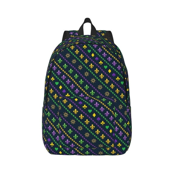 Balery Mardi Gras Strings of Beads Vintage Canvas Backpack for Men and Women - Large Capacity, Durable Travel Laptop Bag for School, Work, Hiking, and Outdoor Activities