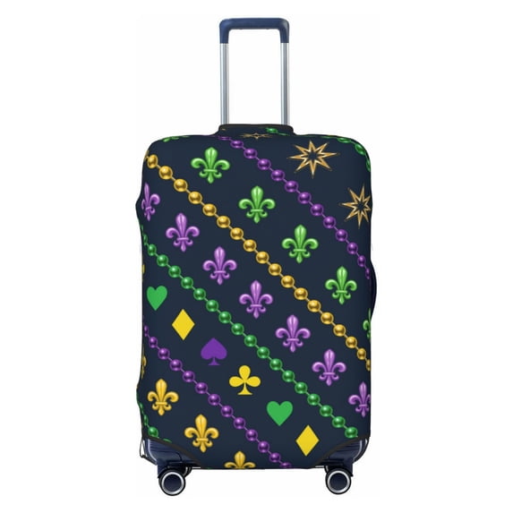 Balery Mardi Gras Strings Of Beads Luggage Cover Protector, Scratch And Dirt Resistant, Fits 18-32 Inch Luggage - X-Large