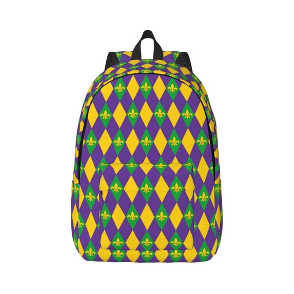 Balery Mardi Gras Vintage Canvas Backpack for Men and Women - Large Capacity, Durable Travel Laptop Bag for School, Work, Hiking, and Outdoor Activities