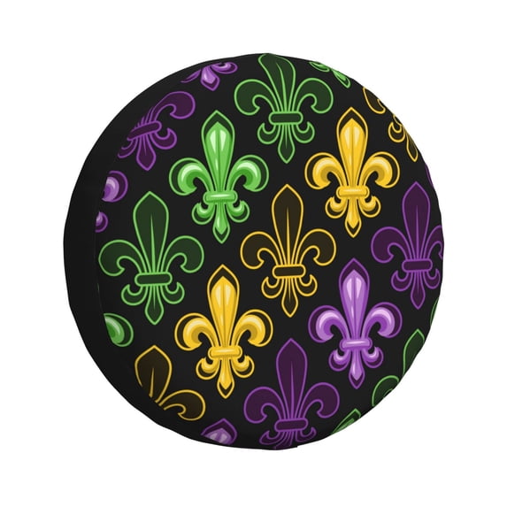 Balery Mardi Gras1tire Cover Waterproof Dust-Proof, Universal Spare Wheel Tire Cover For Trailer, Rv, Suv Truck And Vehicle Camper Accessories-17 Inch