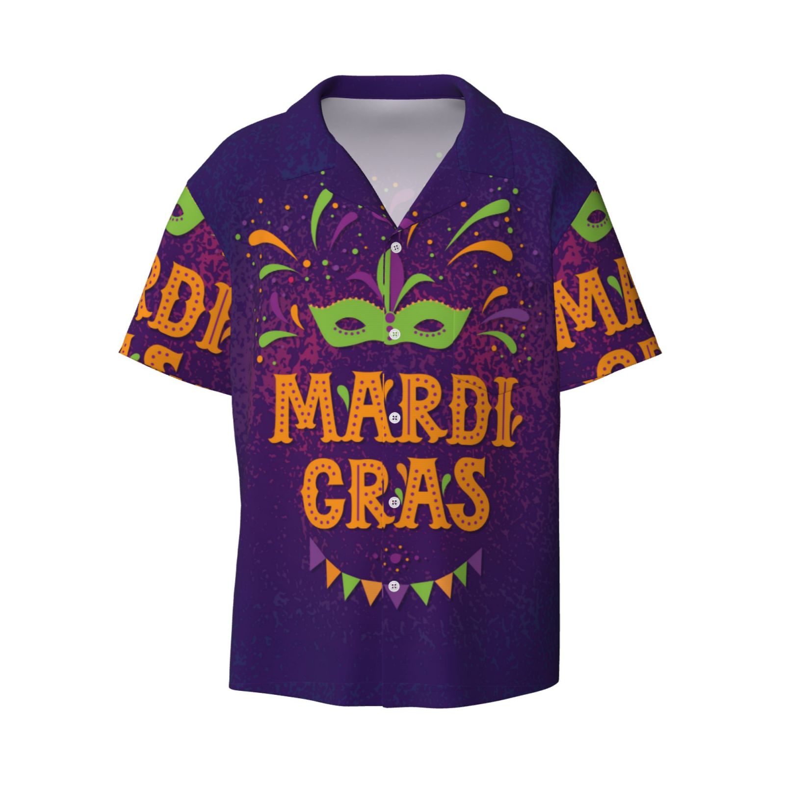 Balery Mardi Gras2 Men's Casual Button Down Shirt Short Sleeve Textured ...