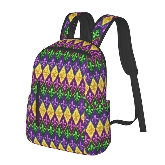 Balery Mardi Gras4 Lightweight Backpack for Men and Women - Durable and Water-Resistant, Ideal for School, Work, Travel, and Everyday Use